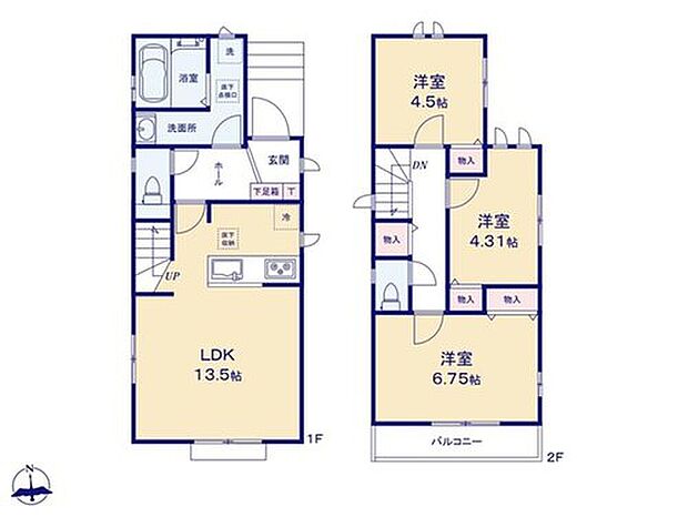 【3LDK】☆収納豊富な間取り☆
各個室に収納完備！収納を置かずに済むのでお部屋を広くお使いいただけます♪便利なホール収納もございます。