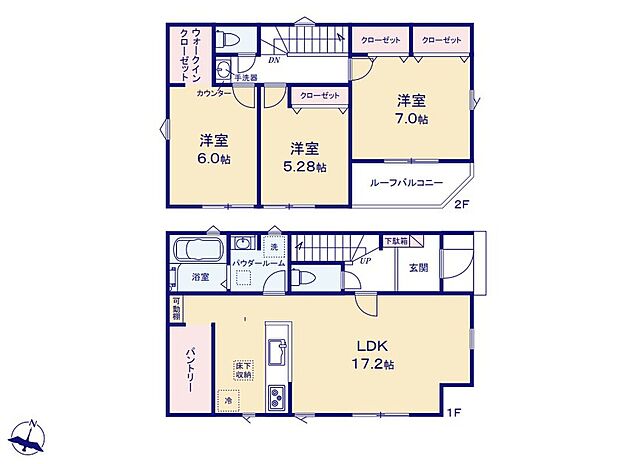 【3LDK】☆収納豊富な間取り☆
キッチン後ろには大きなパントリー!買いだめしても安心です。お洋服選びが楽しくなる、ウォークインクローゼットもございます♪