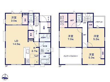 ☆リビング横洋室付き☆
キッズルームやテレワークルームにと何かと便利な洋室。来客時には扉をしめて視線を遮ることも可能です。 