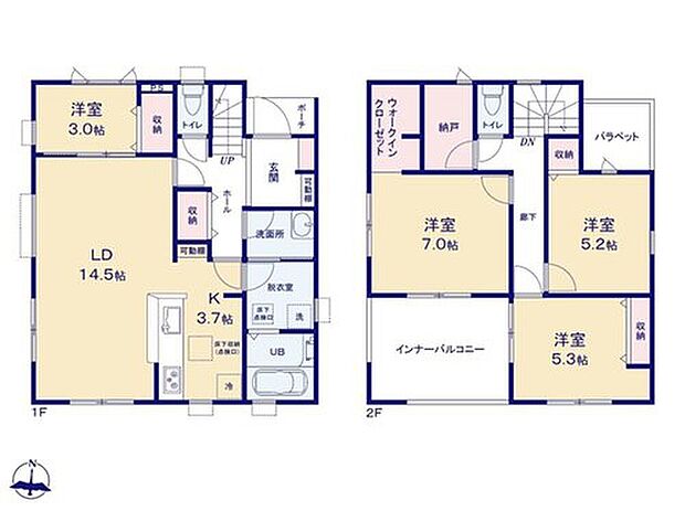 【4LDK+S】☆リビング横洋室付き☆
キッズルームやテレワークルームにと何かと便利な洋室。来客時には扉をしめて視線を遮ることも可能です。