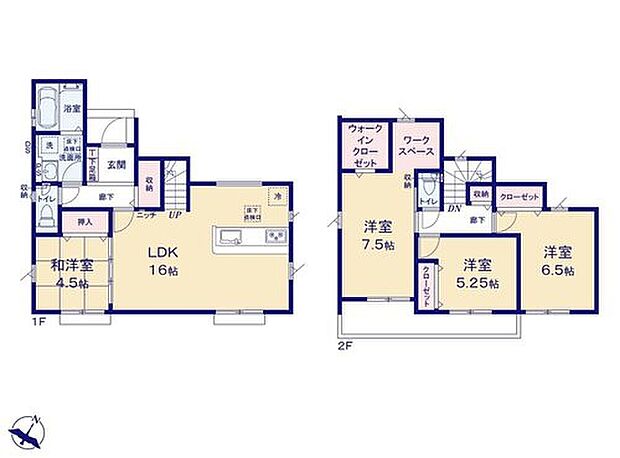 【4LDK】☆リビングイン階段仕様☆
帰宅したら家族が必ず顔を合わせて欲しい。そんな思いをこめたリビングイン階段。毎日大切な家族とのコミュニケーションがとれる家族想いの間取りです。