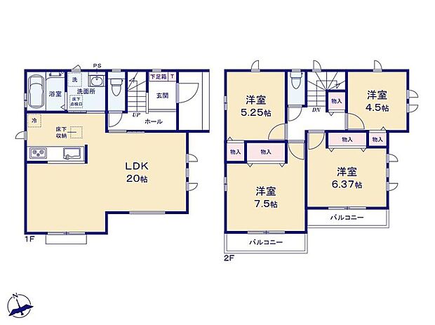 【4LDK】☆ゆとりのLDK20帖☆
ゆったり寛げる広々LDK!ご家族でインテリアのレイアウトを考えるのも楽しみになりそうです♪