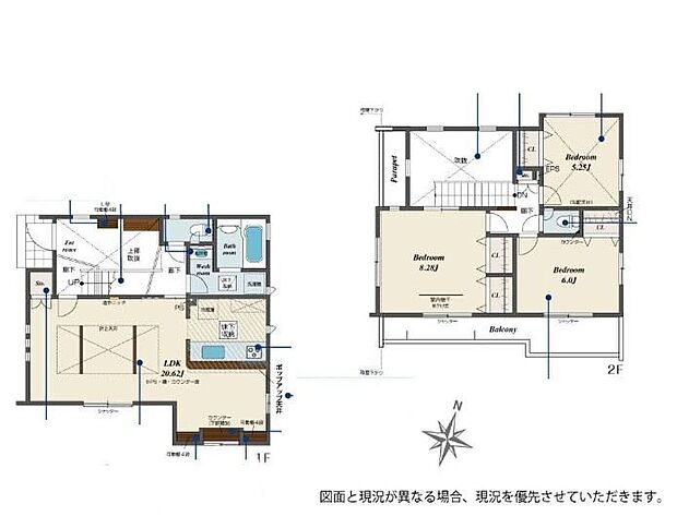 【3LDK】☆玄関大型吹き抜け☆吹き抜けの高窓から降り注ぐ光が玄関を明るくします☆玄関はお客様の第一印象を与える重要な場所。家に入ってすぐ開放感を感じるゆとりの空間です♪