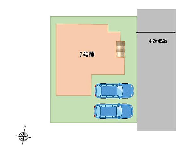 【全体区画図】周辺は第一種低層住居専用地域で落ち着いた住宅街です。カースペース並列２台分！国道にアクセスしやすくお車のお出かけも快適です。三井アウトレットパーク入間・コストコまで車で約７分♪