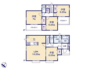 ☆全居室南東向き☆全居室二面採光でどのお部屋でも気持ちよくお過ごしいただけます。２階にはバルコニーを２か所設置。それぞれの部屋から布団を干せば移動もラクラク。 