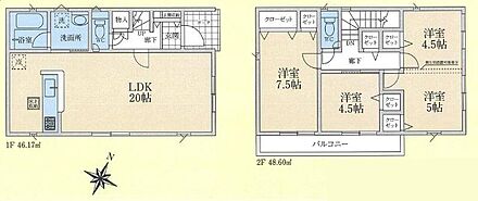 ☆フレキシブルルーム付き☆
９．５帖の洋室は２つのお部屋に分けることも可能です。お子様が小さいうちは広く使い、将来はお子様のお部屋として区切ることで家族のプライベートを重視できます。 