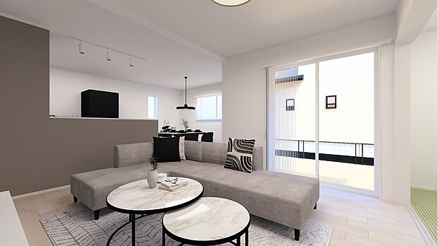 【3号棟　完成イメージ資料】リビングに隣接する畳敷きの部屋は、お子様のお昼寝や家事スペース、来客時にもオススメです。
