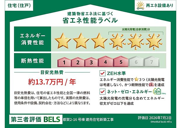 【省エネ性能ラベル】販売住戸が複数の場合、本ラベルは特定の住戸の性能を示すものであり全ての住戸の性能を示すものではありません。