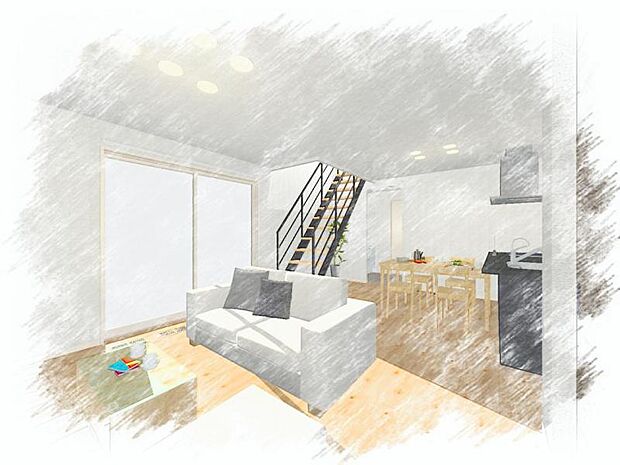 リビングには大きめのソファーを置いてもゆとりあり♪※完成イメージパース