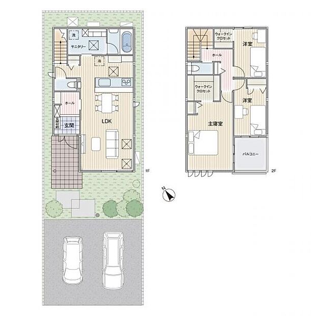 【参考】D号地モデルプラン3930万円［税込］※その他附帯工事（屋外給排水電気引込、地盤補強、外構など）810万円［税込］が必要となります。 ※家具・エアコン・車は費用に含みません。