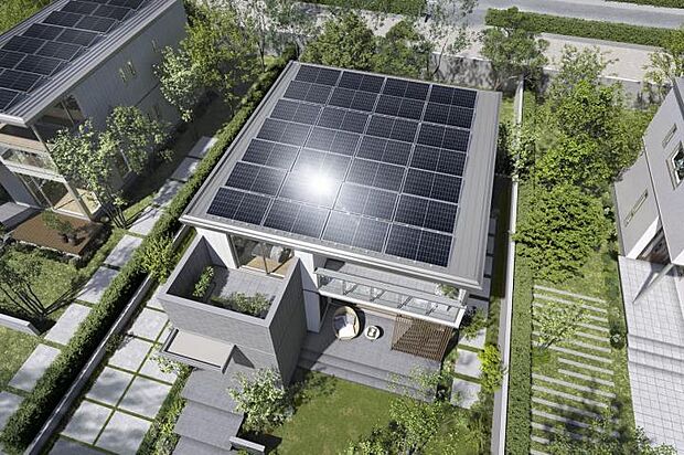 【【推奨設備・創エネ・太陽光発電システム】】屋根一面に設置したソーラーがたっぷり発電。