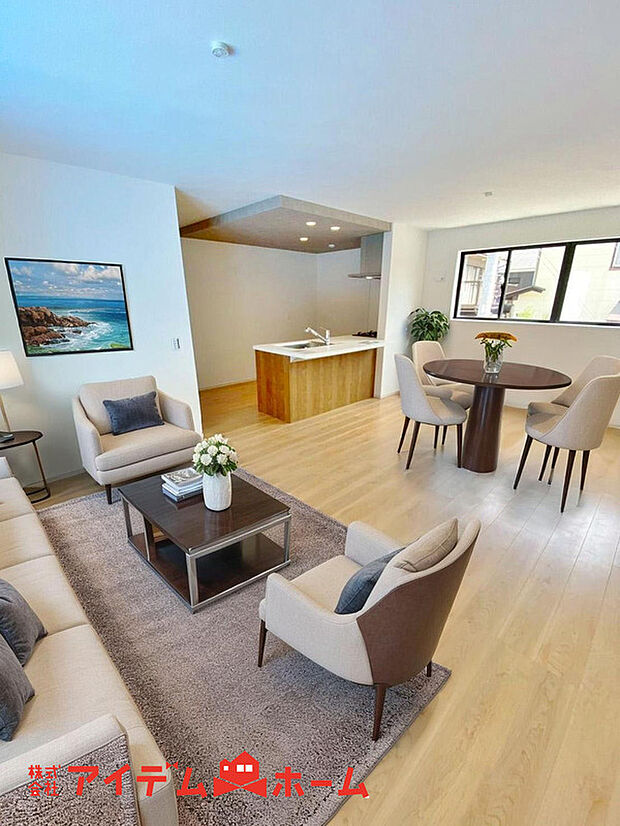 【■1号棟■ リビング】(本画像はCGで作成されており、実際に現地に家具は置かれておりません。)