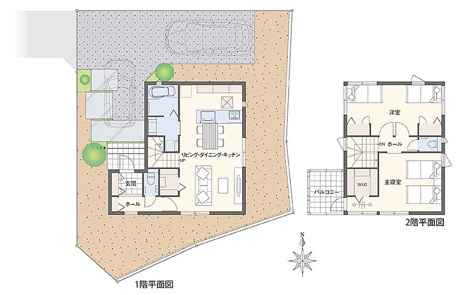 2LDK＋WIC（2階の大部屋は将来分割可能）