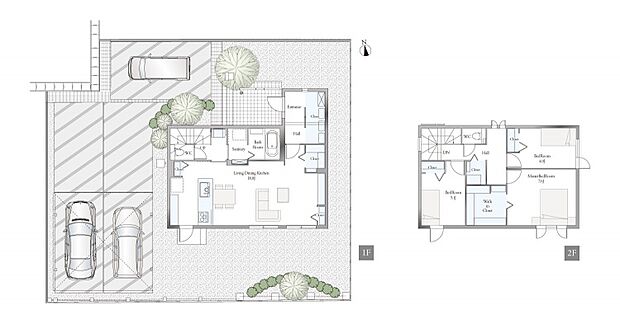 B棟間取図/記載の自動車は価格に含まれません。