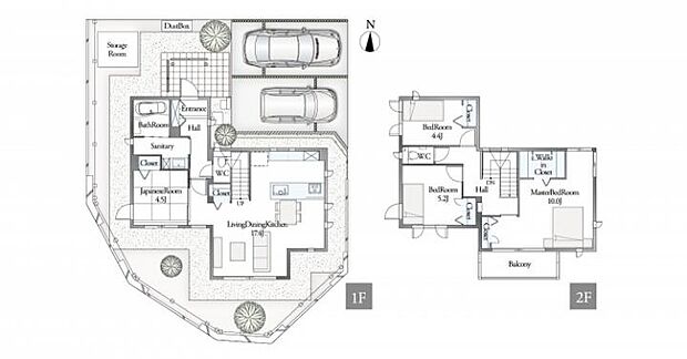 【4LDK】D棟間取図/記載の自動車は価格に含まれません。