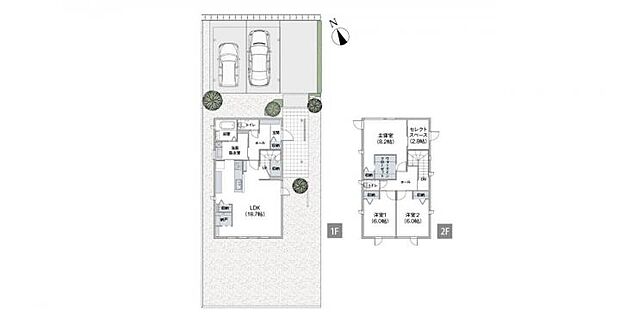 【3SLDK】A棟間取図/記載の自動車は価格に含まれません