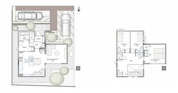 【3LDK】H棟間取図/記載の自動車は価格に含まれません。