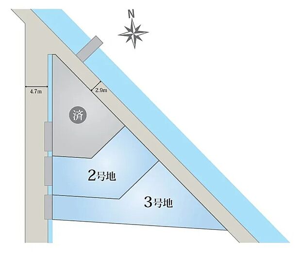 【全体区画図】南側が広く開けた、陽当たりの良い立地。リビングにもお庭にもやさしい光が届きます。58~72坪のゆとりある敷地で、開放感と利便性を兼ね備えた暮らしを叶えませんか?