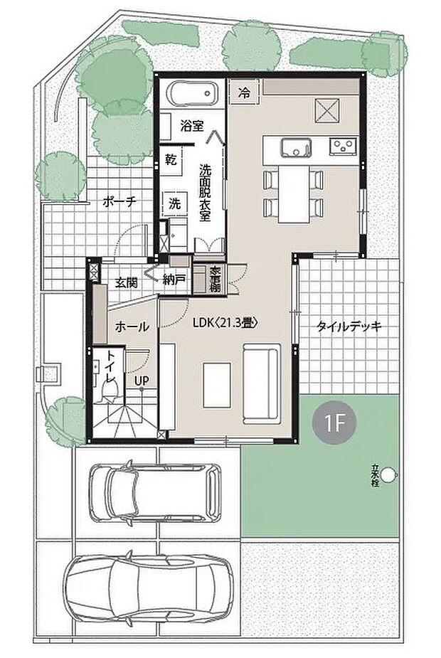 【4LDK+S（納戸）】※間取りにある家具、調度品、植栽、自動車は価格に含まれません