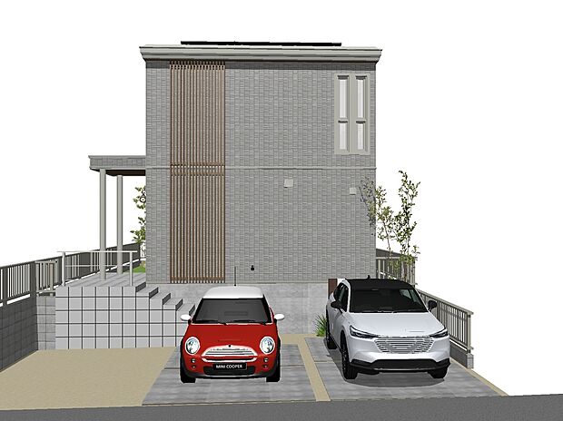 【外観イメージ】
完成予想外観パース※外観図に表示のある植栽、自動車等は販売価格に含まれません。
