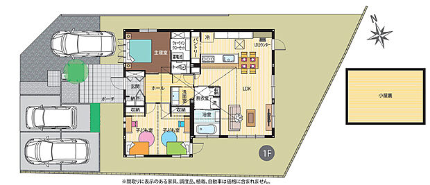 【2LDK】※間取りに表示のある家具、調度品、植栽、自動車は価格に含まれません。