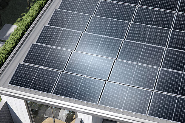 【太陽光発電システム】ソーラー発電で月々の光熱費が抑えられます。※メーカーのモデルチェンジにより、形状が変更となる場合があります。※鉄骨系のイメージ画像です。