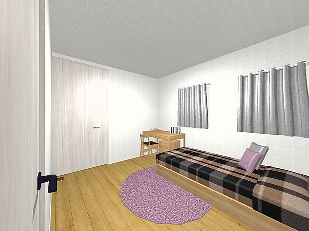 【洋室（完成予想内観パース）】全居室収納付きです！※内観図に表示のある家具調度品等は販売価格に含まれません。