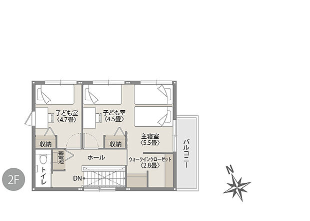 【2LDK（3LDK）】家族それぞれの時間も大切にできる、ゆとりの個室設計。
ウォークインクローゼット付きで収納力も抜群です！