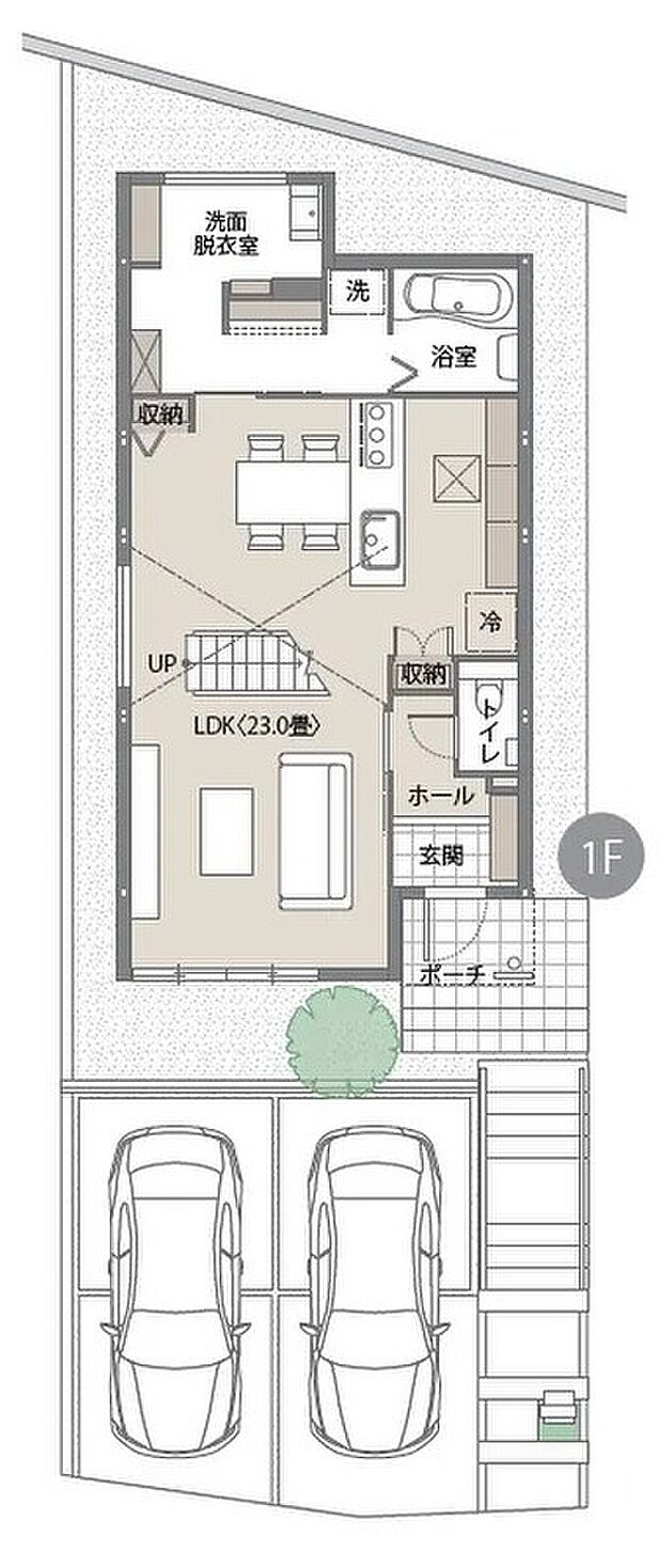 【3LDK】※間取りにある家具、調度品、植栽、自動車は価格に含まれません