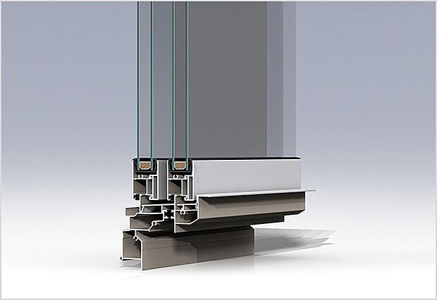 【アルミ樹脂複合サッシ】暖房の熱を逃がしにくい断熱性の高い窓。
※開口の種類により一部複層ガラスアルミサッシの仕様となる場合もあります。