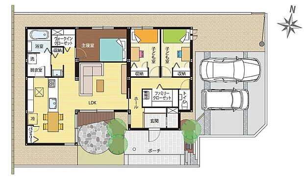 【3LDK+ウォークインクローゼット】延床：90.10m2（27.25坪） 、1F：90.10m2（27.25坪）