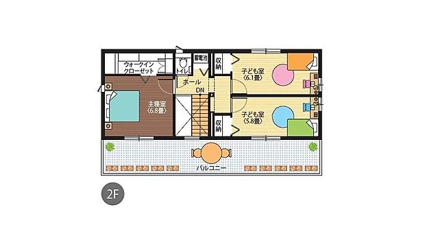 【4LDK】延床：116.15m2（35.13坪） 、1F：67.01m2（20.27坪） 、2F：49.14m2（14.86坪）
