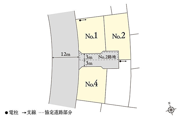 路地上敷地有：総面積271.74m2のうち62.39m2を協定道路として提供