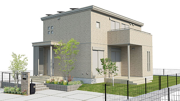 【No.3】No.3/外観パース
鉄骨系ユニット工法2階建
設備:太陽光発電5.56kW、蓄電池12.0kWh
※完成予想図