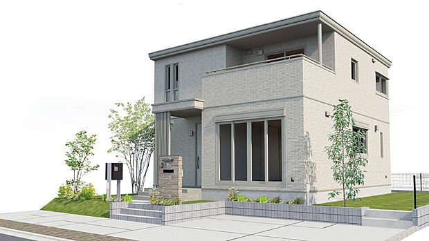 【No.7】No.7/外観パース
鉄骨系ユニット工法2階建
設備:太陽光発電8.51kW、蓄電池13.2kWh
※完成予想図