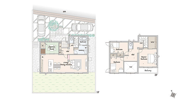 【4LDK+WIC】主な設備:太陽光発電システム 10.36kW、蓄電池 12.0kWh
※掲載の間取り・外構・植栽等は図面を基に書き起こしたもので、実際と異なる場合があります。
※間取りに記載された家具類、自動車等は、一部を除き販売価格には含まれません。
