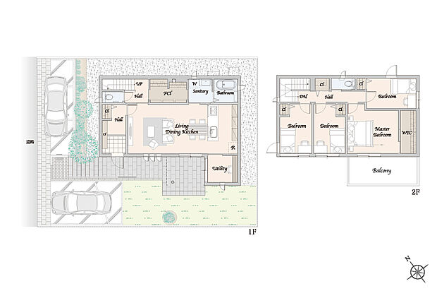 【4LDK】※間取りに記載された家具類は一部を除き販売価格に含まれません。
※外構・植栽は実際と異なる場合があります。自動車、自転車は販売価格に含まれません。
