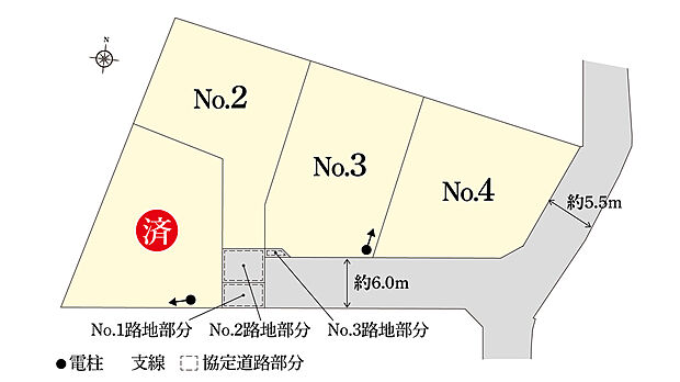総面積310.86m2のうち19.99m2を協定道路として提供