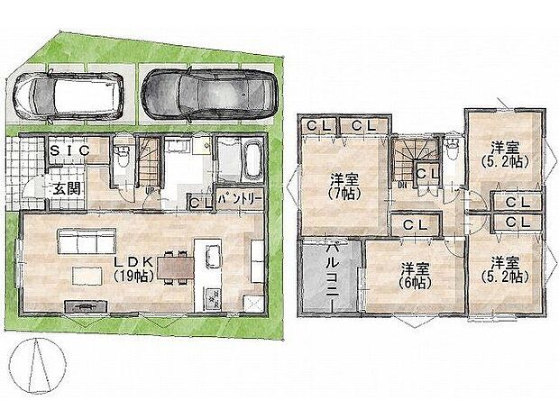 【参考プラン間取り図】一級建築士×女性コーディネーター監修『ママに嬉しい家事ラク動線』設計
