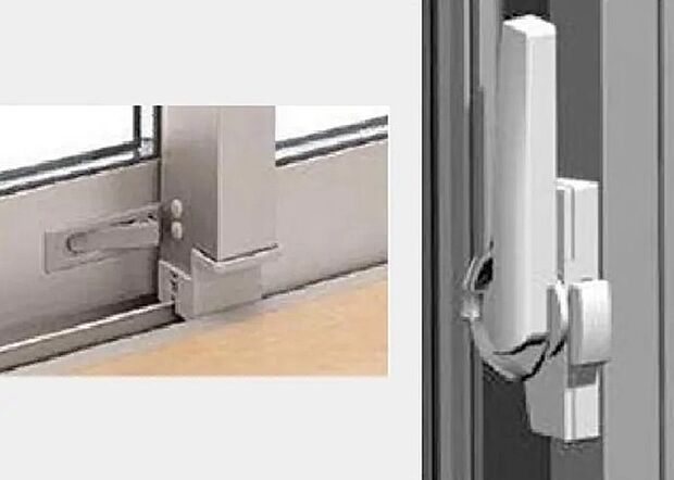 【内鍵付き窓】内鍵は、窓が閉まっていないと鍵がかけられない、空かけ防止タイプ。 補助錠も併用することでさらに防犯性が高まります。
