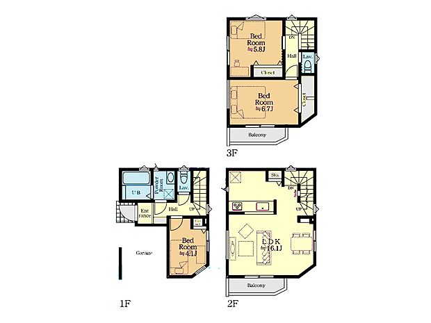 【3LDK】1号棟間取図
