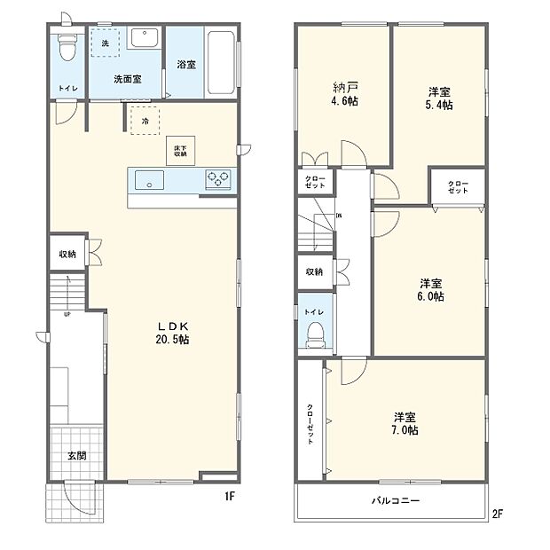 【3LDK+S】間取図