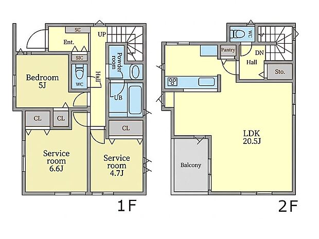 【1LDK+2S】3号棟間取図