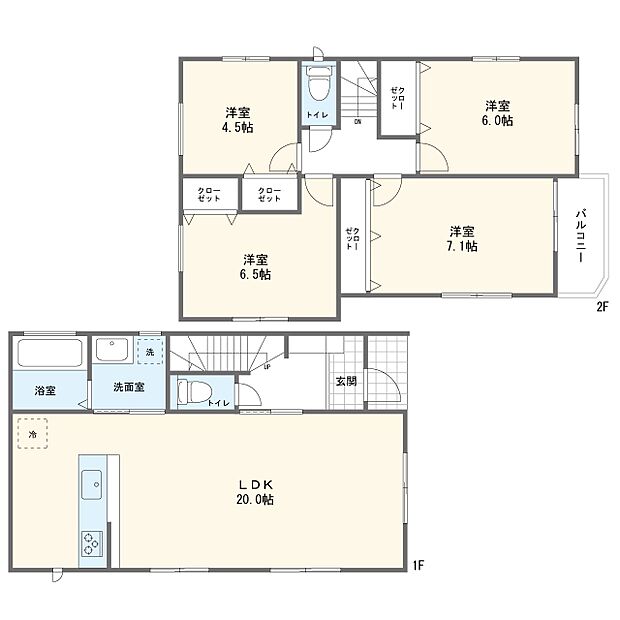 【4LDK】B1号棟間取図
