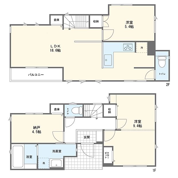 【2LDK+S】間取図