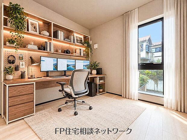 【リビング以外の居室】ワークスペースとしてはもちろん、読書や趣味を楽しめる快適なプライベートルームです♪(本画像はCGで作成しており、実際に現地に家具はおかれておりません。また価格に家具は含ません)