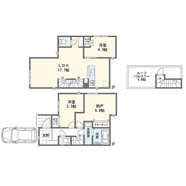 【2LDK+S】間取図