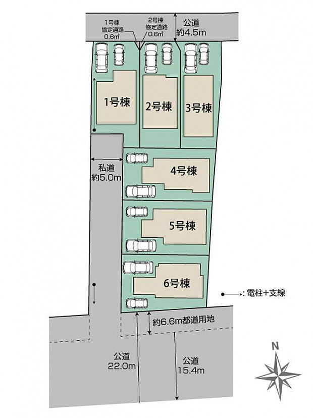 あきる野草花6棟 区画図
