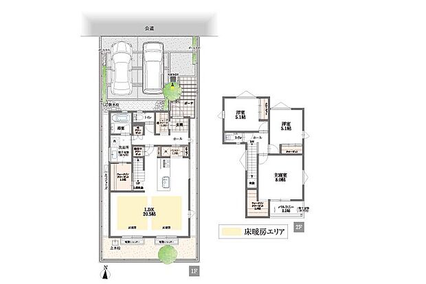 【3LDK＋シューズクローク＋WIC×2＋パントリー】広々とした3LDKの間取りに、多彩な大型収納をプラスしました。
ウォークインクローゼットが2箇所。ご夫婦の衣類を分けて収納したり、季節物と普段使いを分けたりと、使い方自在。衣類収納が整います。シューズクロークには靴だけでなく、外で使う道具やベビーカーまでたっぷり収納。玄関をいつもスッキリ保てます。
また玄関から直行できるパントリーでは、お買い物後の荷物を直接パントリーへ置くことが出来ます。どれにより家事負担を大幅に軽減できる動線となっております。