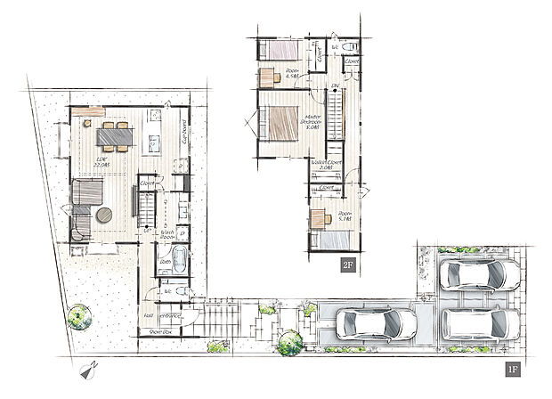 【3LDK+2S】「ただいまー」のあとは洗面室へ直行!玄関ホールと洗面室がつながる動線で、帰宅後すぐに手洗い・うがいができます。泥んこ・汗まみれの子どもたちは、そのままバスルームへ。